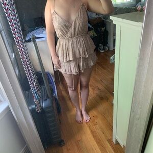 Small Sky to Moon Brown and White Romper